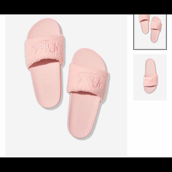 Vs pink sherpa slides chalk pink Sz m - Picture 1 of 3